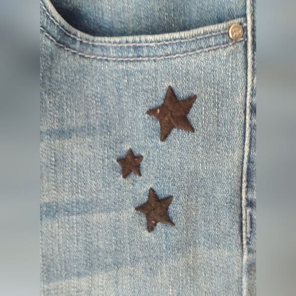 Renuar Classic Straight Leg Cropped Jean w Embroidered Stars Sz 4 - Picture 4 of 6